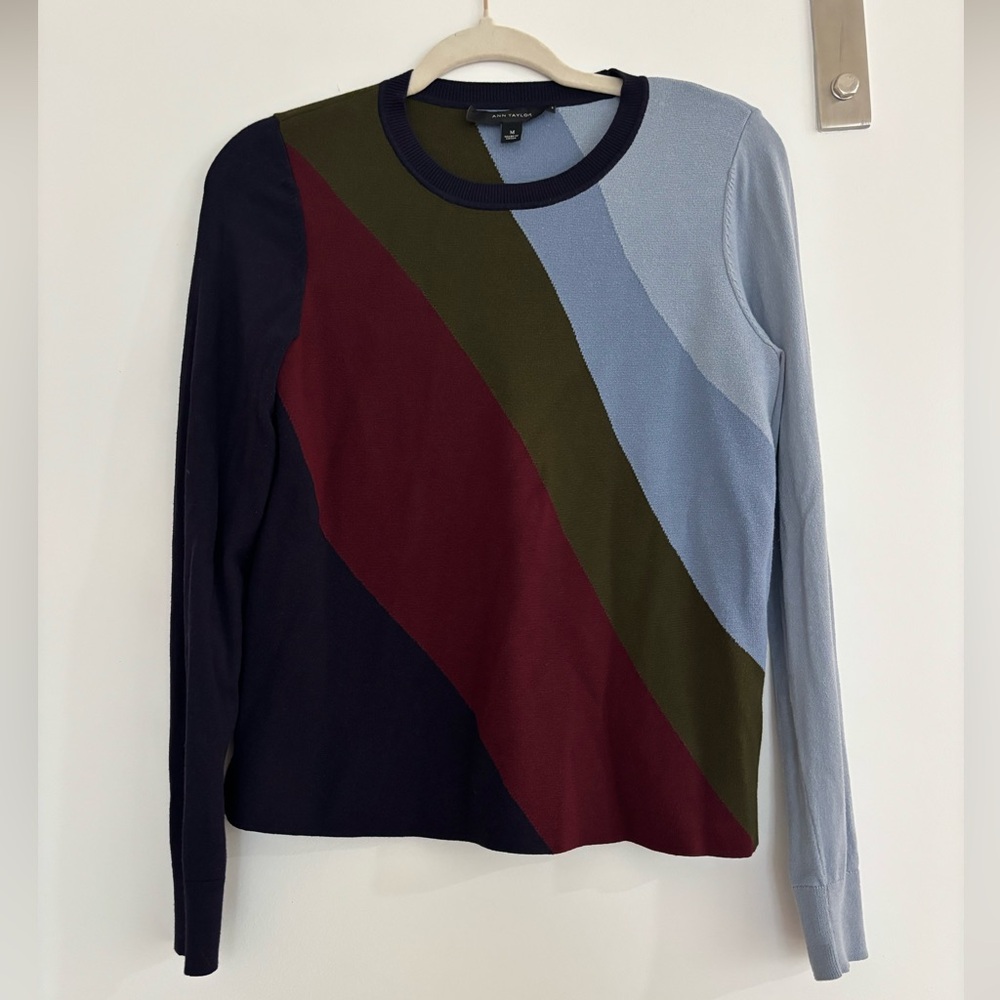 Ann Taylor Multicolor Long Sleeve Top - Navy, Burgundy, Olive, Light Blue